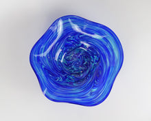 Load image into Gallery viewer, Blue Wavy Bowl by Decatur Glassblowing
