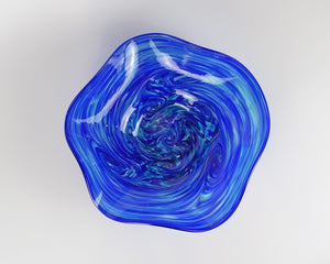 Blue Wavy Bowl by Decatur Glassblowing