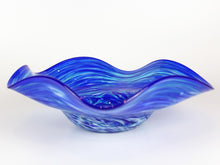 Load image into Gallery viewer, Blue Wavy Bowl by Decatur Glassblowing
