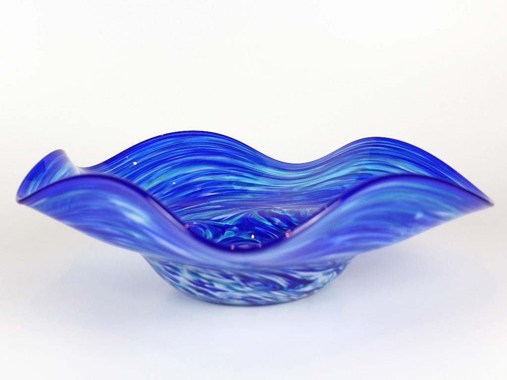 Blue Wavy Bowl by Decatur Glassblowing